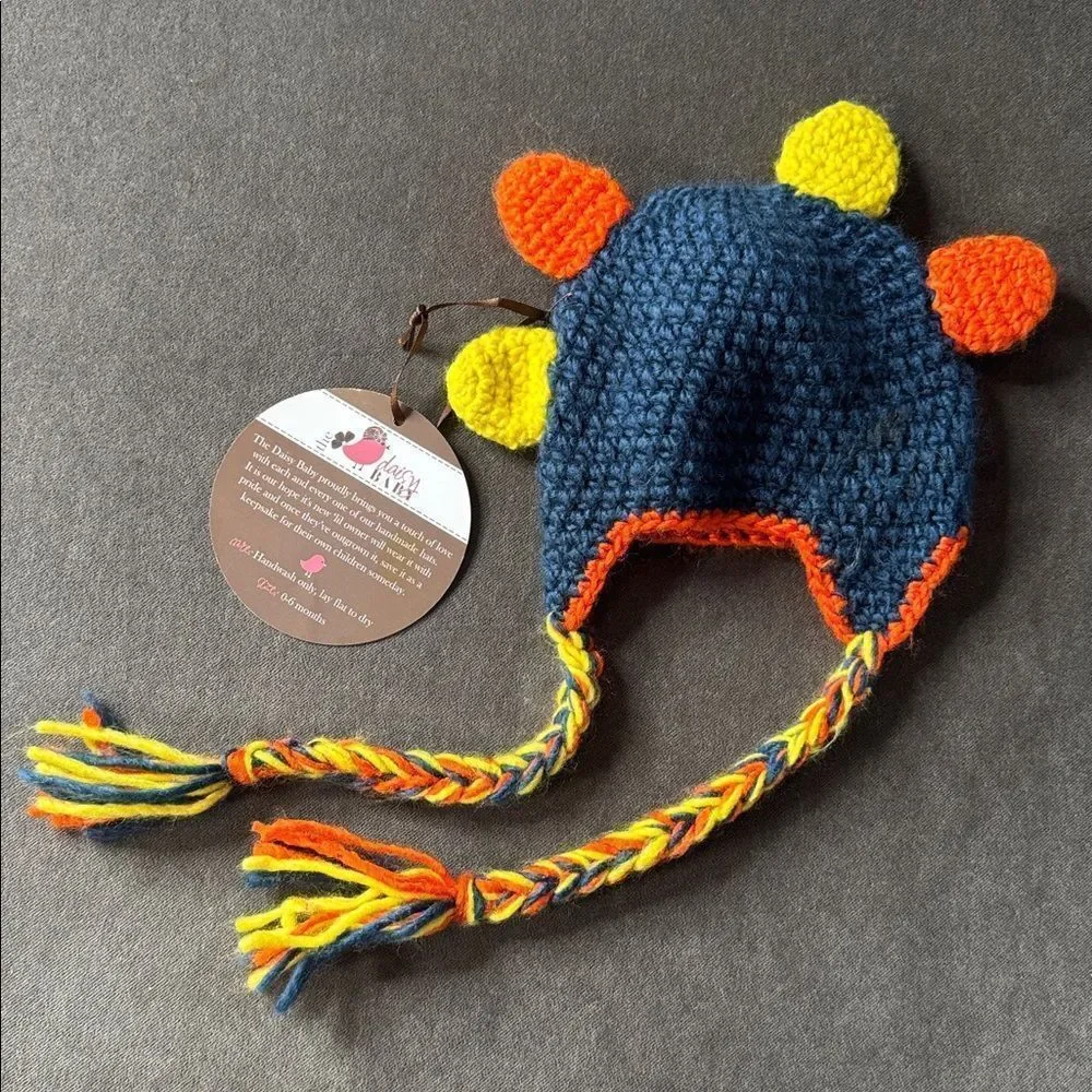 Daisy Baby Unisex Infant Beanie Hat Rowdy Monster in Blue 0-6 months NWT